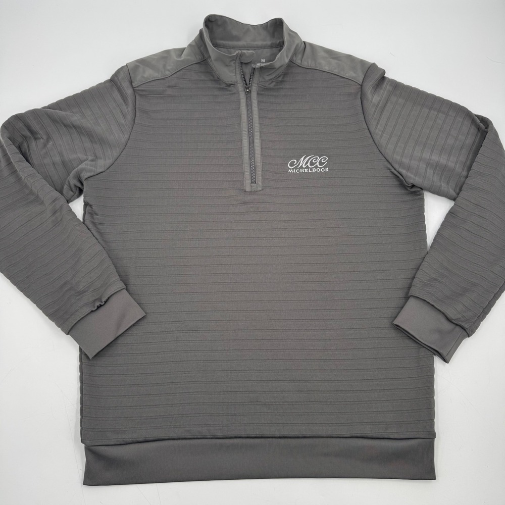 Antigua MCC‎ Michelbook Mens Pullover Golf Sweater Quarter Zip Size M Gray